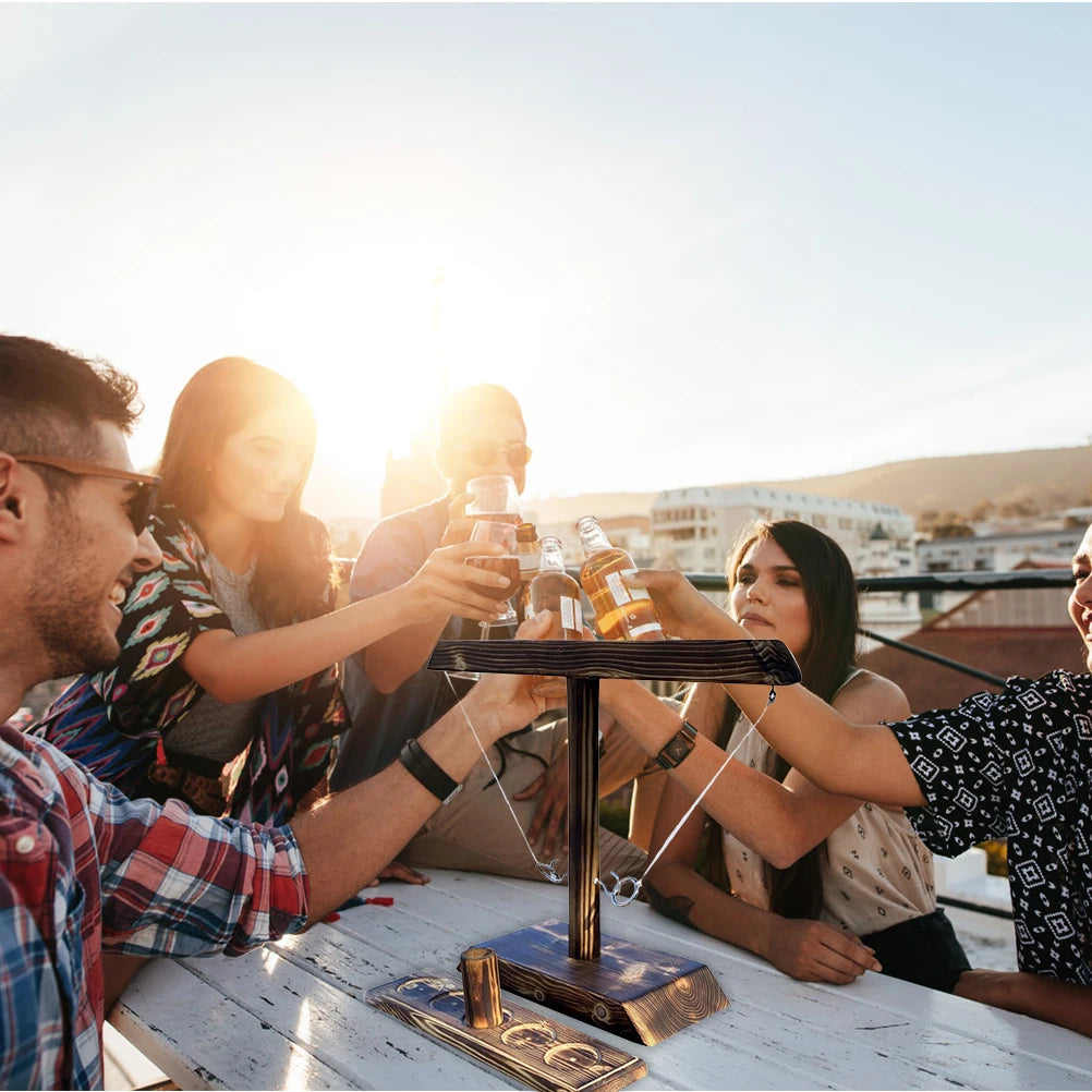 Juegos de lanzamiento de aros para niños y adultos, juegos de beber para fiestas en casa, juegos de mesa de madera rápidos y portátiles, paquete de escalera de chupitos, bares al aire libre