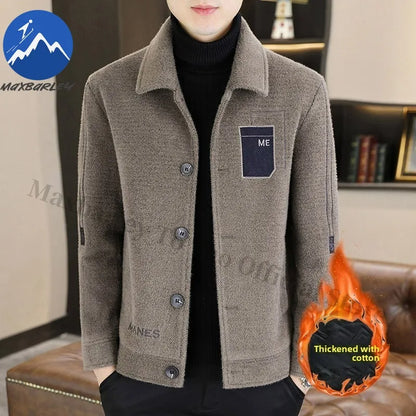 Chaqueta corta de lana Maxbarley para hombre, estilo otoño/invierno, abrigo de trabajo, estilo coreano casual, grueso, moderno y cálido.