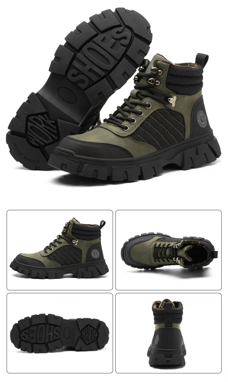 Zapatos de seguridad con puntera de acero para hombre, botas de trabajo indestructibles, zapatos de seguridad ligeros, zapatillas protectoras para caminar, antiaplastamiento y antipinchazos.