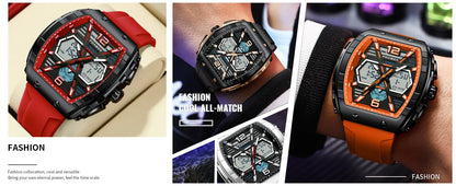 Reloj LIGE de acero negro para hombre, reloj digital con doble pantalla, cronógrafo deportivo, resistente al agua, de cuarzo, estilo militar