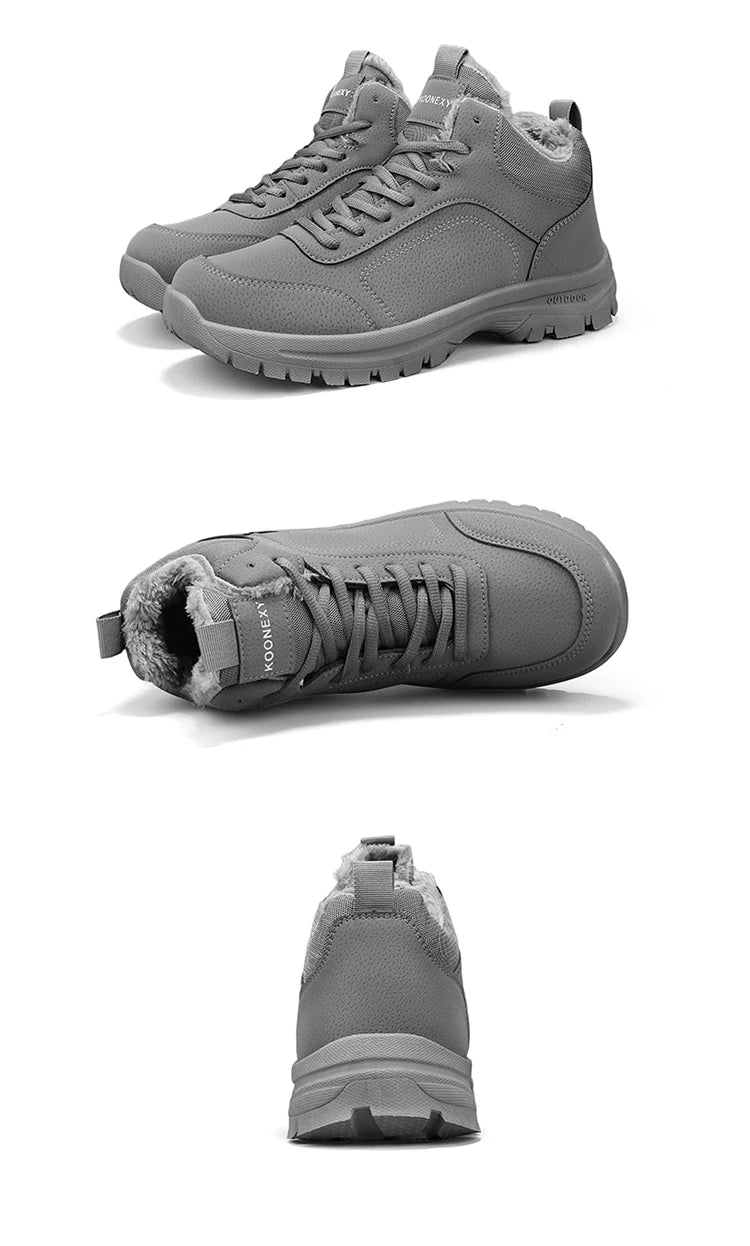 Botas de nieve de gran tamaño para hombre, zapatos de invierno de algodón, botines, zapatos de trabajo para hombre, botas de cuero impermeables de alta calidad, Bota Masculina