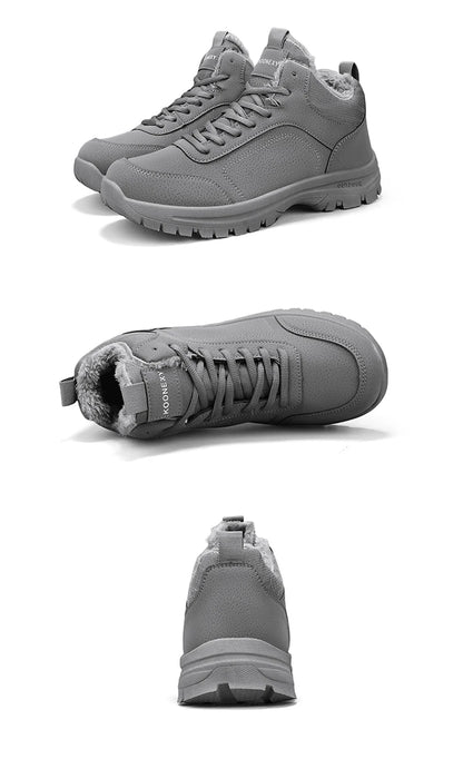 Botas de nieve de gran tamaño para hombre, zapatos de invierno de algodón, botines, zapatos de trabajo para hombre, botas de cuero impermeables de alta calidad, Bota Masculina