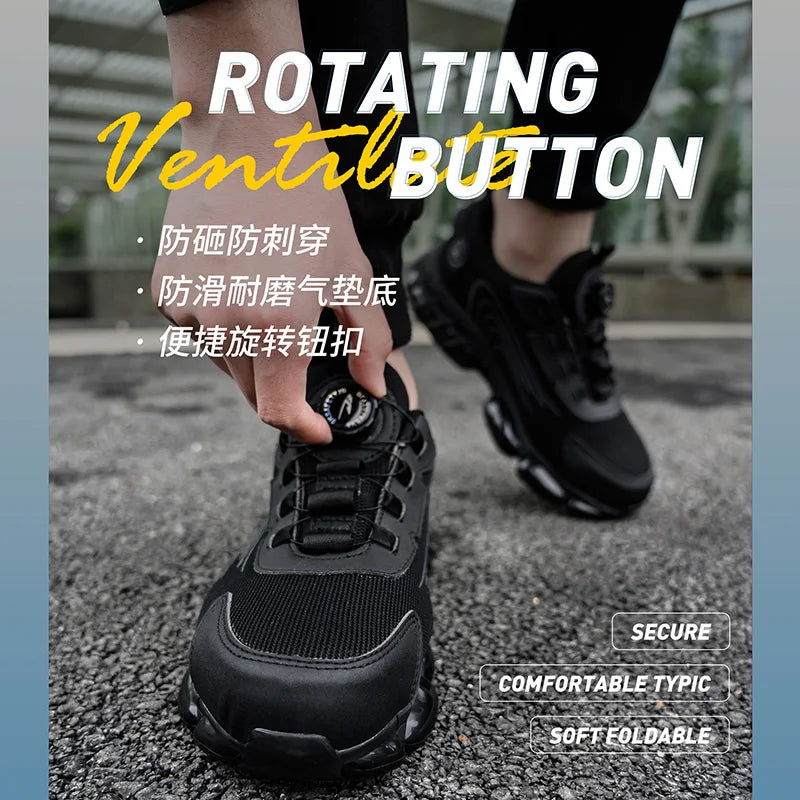 Zapatos de seguridad tipo zapatillas ligeras y transpirables con puntera de acero, diseño antiperforación, amortiguación de impactos y protección antiaplastamiento, calzado de trabajo para hombre.