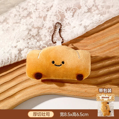 Panes lindos, bolsas de peluche, colgantes, llaveros, accesorios creativos para muñecas pequeñas, mochilas de dibujos animados para niñas al por mayor.