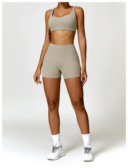 Conjunto de chándal de yoga para mujer, 2 piezas, ropa deportiva para entrenamiento, ropa deportiva, leggings de gimnasio, sujetador de fitness, top corto, trajes deportivos de manga larga