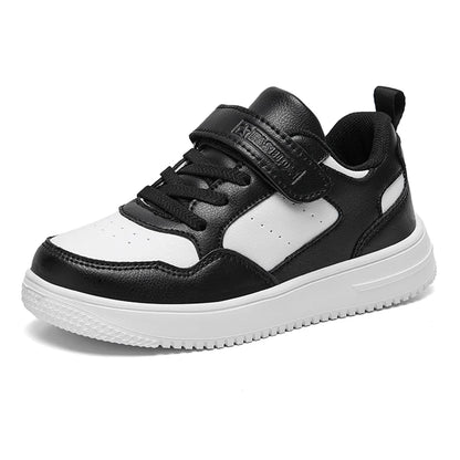 Zapatillas deportivas para niños, zapatos casuales para niños, zapatos planos de cuero negro para caminar para estudiantes, calzado deportivo ligero antideslizante para niñas, calzado de tenis