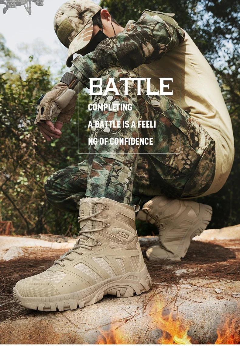 Botas tácticas para hombre con cordones, estilo militar, para trabajo en el desierto, botas de senderismo, botas de escalada, botas del ejército, unisex, tallas grandes, marca para hombre, impermeables