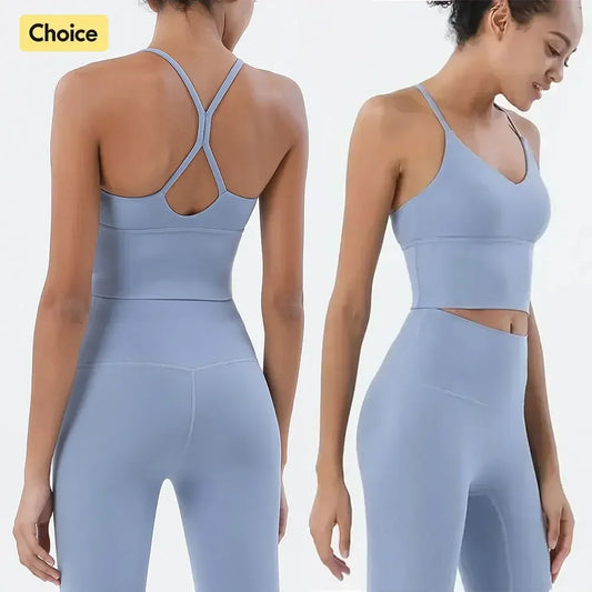 Ropa deportiva para mujer, conjunto de sujetador y leggings deportivos para gimnasio, 2 piezas, ropa deportiva femenina con sensación de desnudez, chándal para mujer