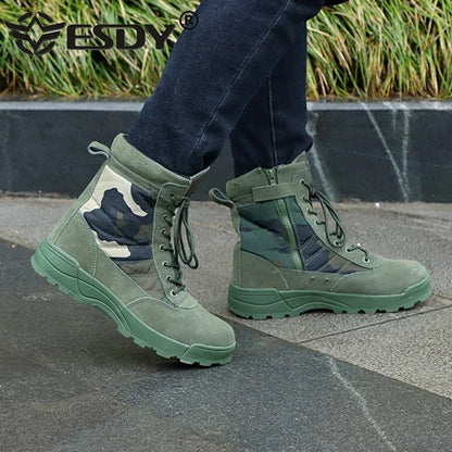 Botas de combate para hombre, botines tácticos de caña alta (tallas 36-46), calzado de seguridad para trabajo, botas de motociclista.