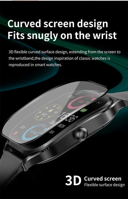 Reloj inteligente FOXBOX para mujer, con pantalla curva 3D, Bluetooth, llamadas, deportivo, resistente al agua, monitor de salud, para hombre y mujer.