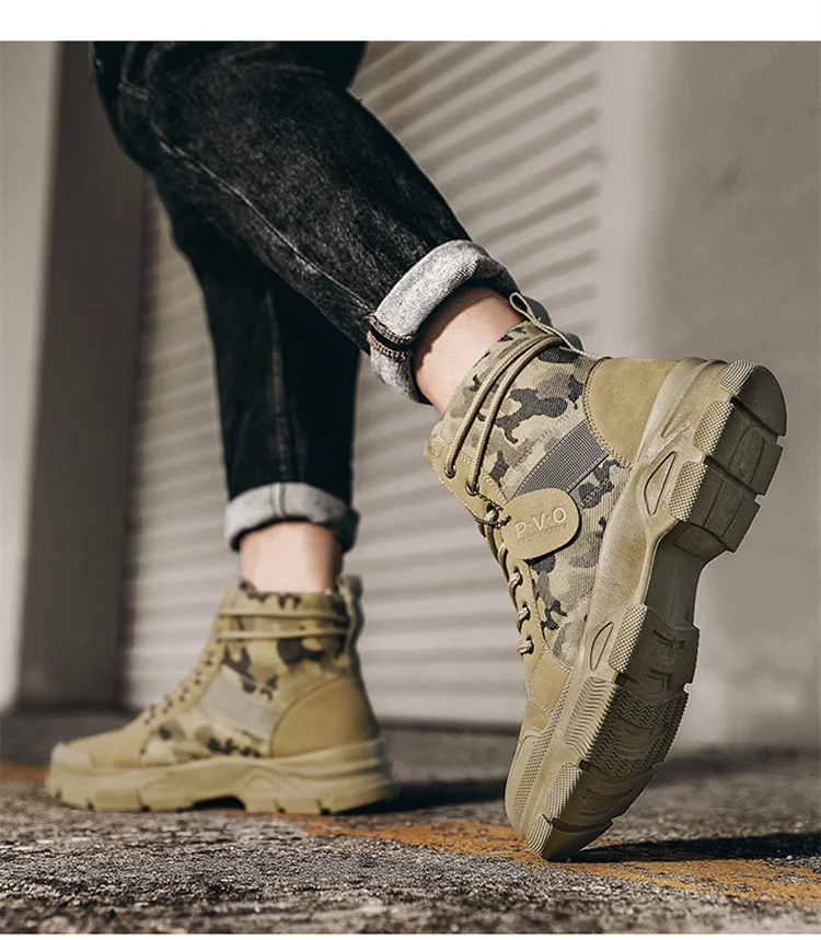 Botas militares para hombre y mujer, camuflaje, caqui, negro, caña alta, antideslizantes, tácticas, para mecánico, trabajo, escalada, zapatillas deportivas.