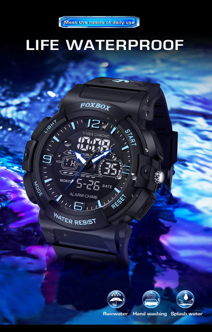 LIGE-Reloj de pulsera deportivo militar para hombre, nuevo, resistente al agua hasta 50 m, con alarma y pantalla LCD dual, de cuarzo