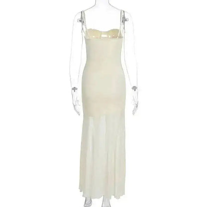 Avrilyaan Mesh Splicing Hollow Spaghetti Strap Backless Party Sexy Dresses Elegant Long Dress Women 2025 Summer Dress Vestidos