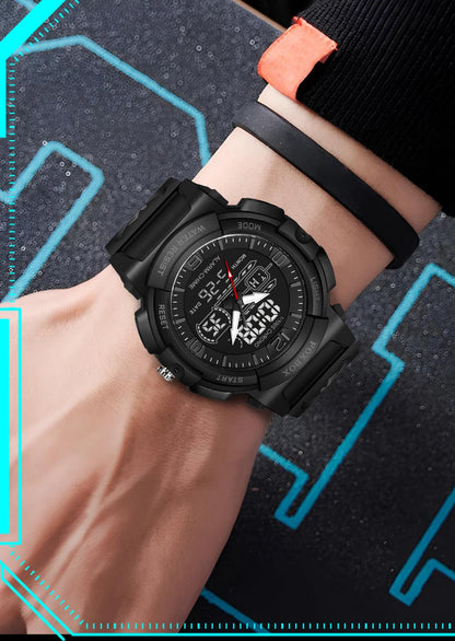 LIGE-Reloj de pulsera deportivo militar para hombre, nuevo, resistente al agua hasta 50 m, con alarma y pantalla LCD dual, de cuarzo
