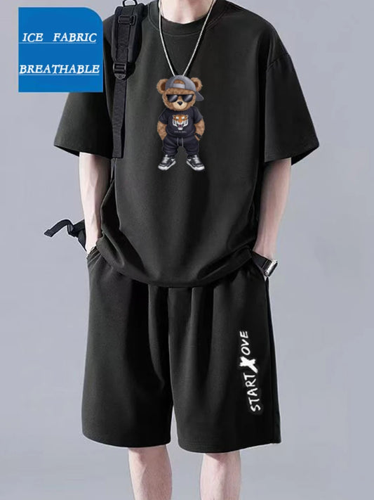 Ropa deportiva de verano para hombre 2025: camiseta fina y transpirable y pantalones cortos casuales de moda para baloncesto y deportes de ocio.