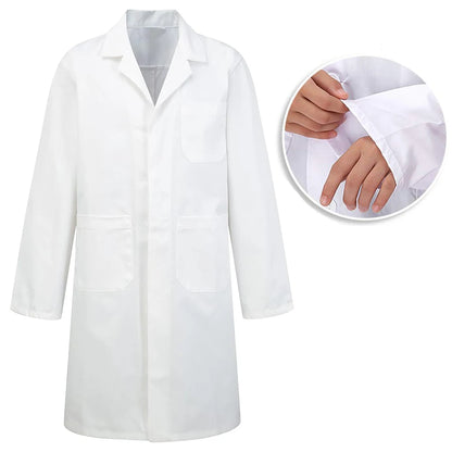 Bata médica blanca de algodón para mujer y hombre, bata de laboratorio para científicos, bata de médico, bata de laboratorio para hospital, estudiantes, escuela, cosplay, bata de comida