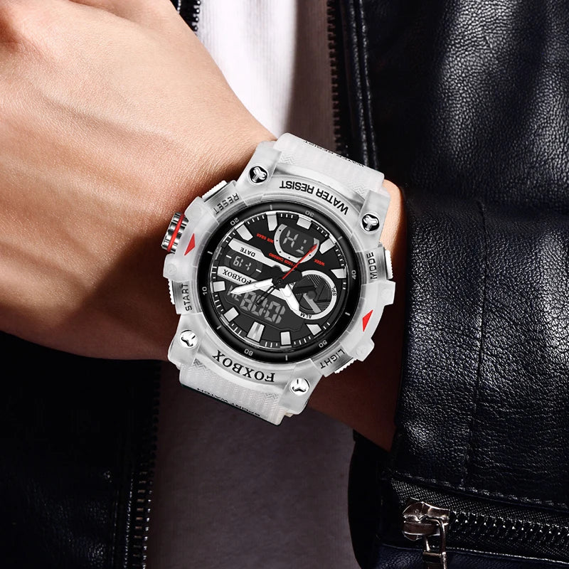 Reloj militar digital LIGE para hombre, resistente al agua hasta 50 m, LED, de cuarzo, deportivo, grande, masculino