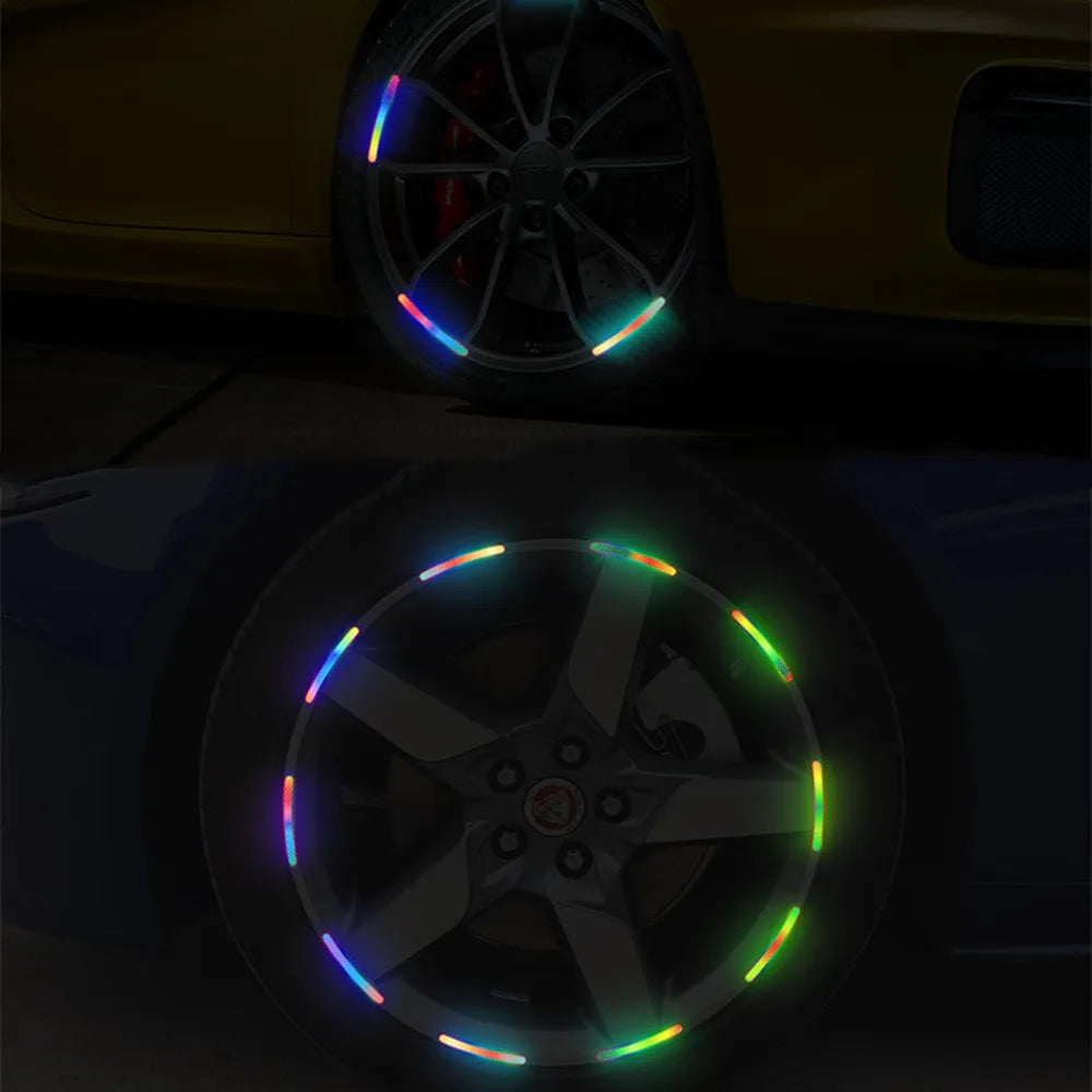 Cinta adhesiva de advertencia de apertura de seguridad con rayas reflectantes para buje de rueda universal de coche, accesorio exterior