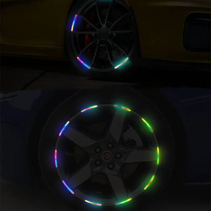 Cinta adhesiva de advertencia de apertura de seguridad con rayas reflectantes para buje de rueda universal de coche, accesorio exterior