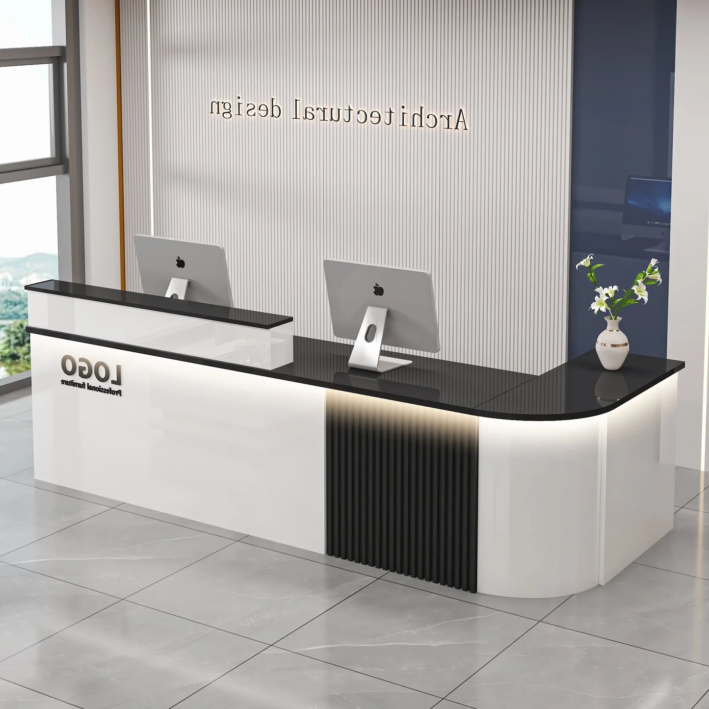 Mostrador de bar de oficina profesional, diseño de belleza de lujo simple, mostrador de recepción, salón moderno, Bancone Bar Lusso, muebles comerciales