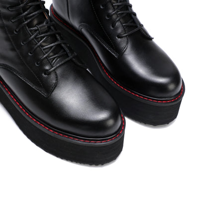 Botas de mujer de nuevo estilo con suela gruesa y cremallera trasera con cordones ajustables