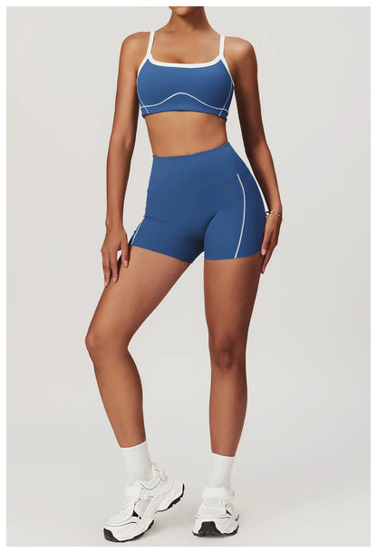Conjunto deportivo de yoga FUBEIKE para mujer, de verano, color nude, ajustado, con espalda descubierta, ideal para gimnasio, ropa deportiva para mujer, para correr al aire libre.
