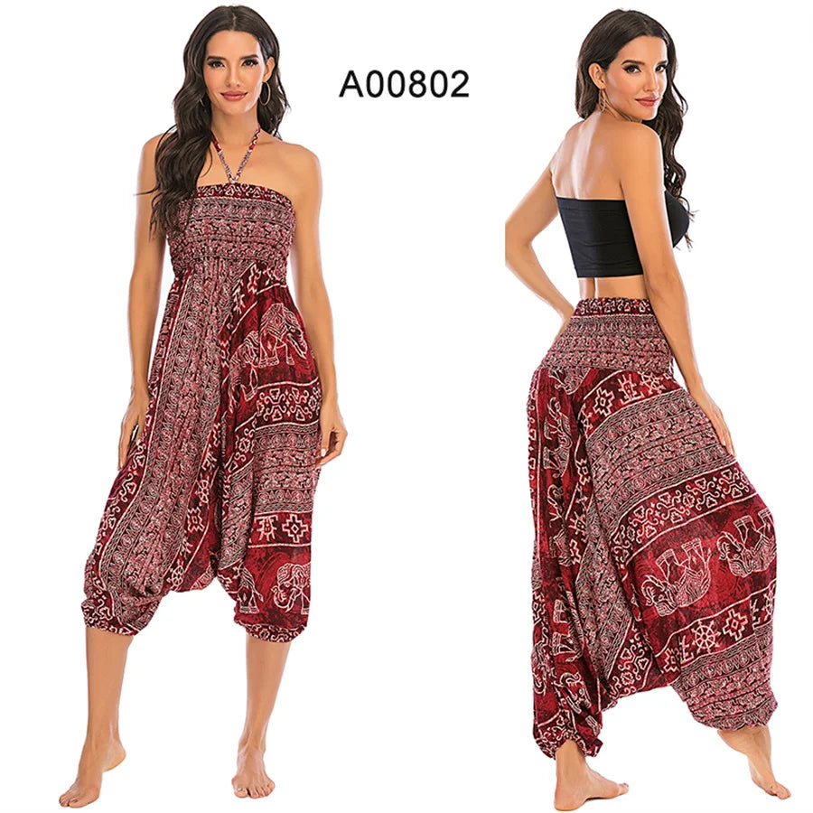 Bohemian Pants Women Pantalones Mujer Hippie High Waist Rayon Harem Baggy Boho Yoga Beach Wear Pour Femme Calca Feminina Printed