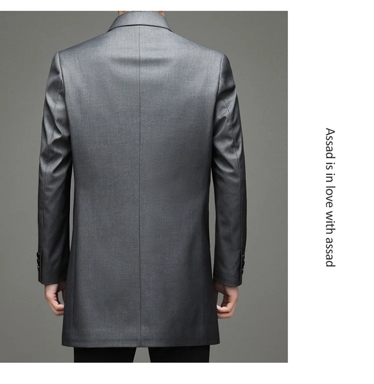 Gabardina coreana Maxbarley para hombre, otoño 2025, estilo casual de negocios, cortavientos, abrigo largo de estilo urbano.