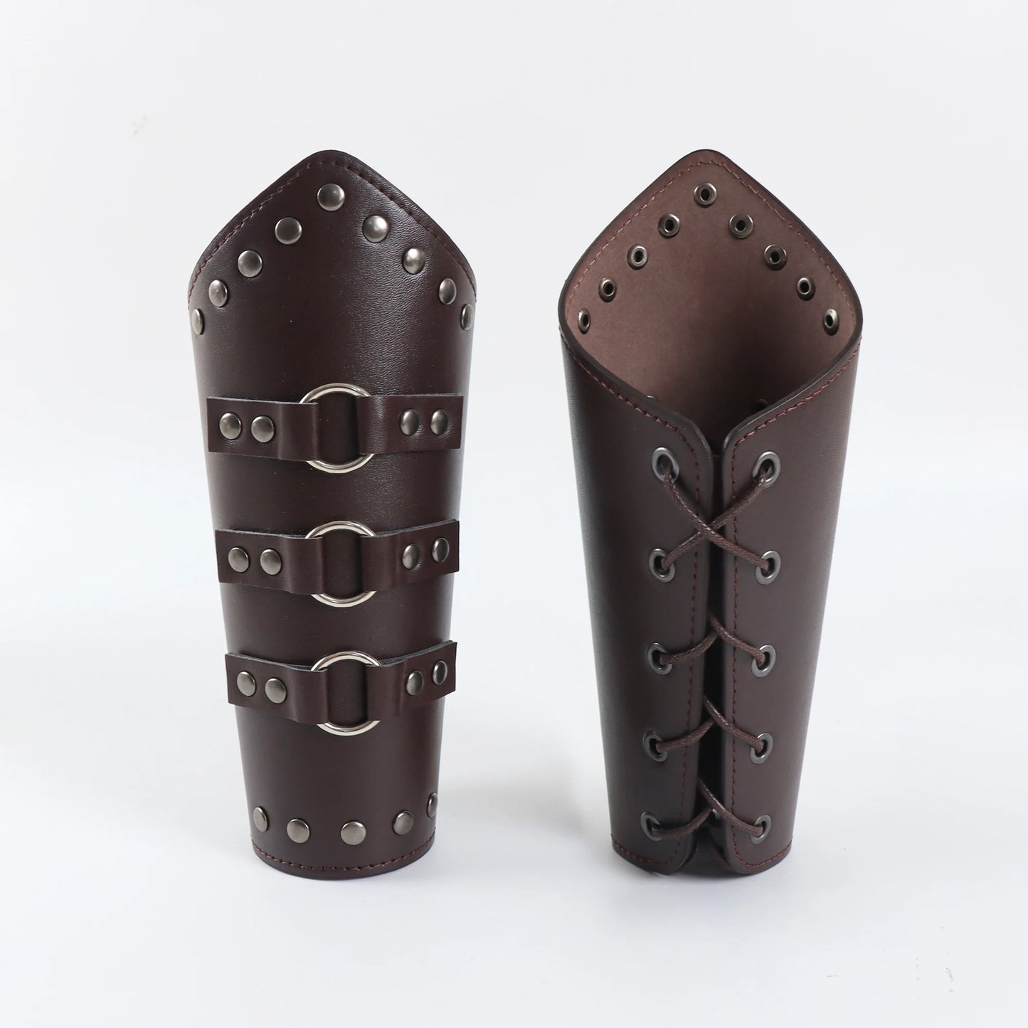 Armadura medieval de cuero sintético para hombre, calentadores de brazos con cordones, guantelete de caballero pirata vikingo, brazalete, accesorios steampunk