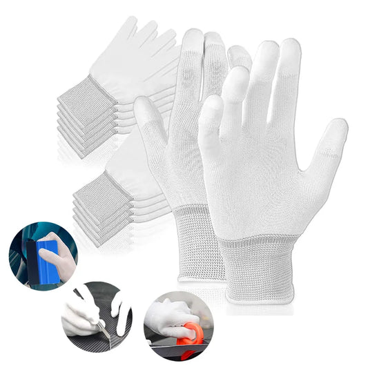 Guantes de vinilo para coche, de nailon recubierto de PU, antiestáticos, con punta de los dedos, antipolvo, para tintado de ventanas, herramientas de instalación de película