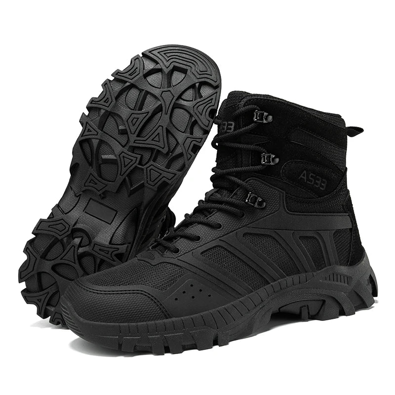 Botas tácticas para hombre con cordones, estilo militar, para trabajo en el desierto, botas de senderismo, botas de escalada, botas del ejército, unisex, tallas grandes, marca para hombre, impermeables