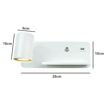 Lámpara de pared LED, luz de lectura, dormitorio, teléfono, carga inalámbrica, carga USB, luces de pared giratorias, lámpara de lado para sala de estar