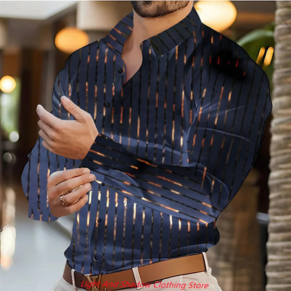 Camisa informal de hombre con estampado de cuadros, abotonada, ideal para vacaciones en Hawái. Manga larga, cuello alto, perfecta para primavera y otoño.
