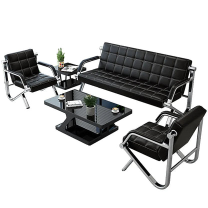 Combinación de sofá y mesa de centro para oficina comercial Recepción empresarial Invitados para reuniones sencillas Oficina moderna de hierro forjado para tres personas