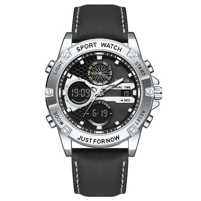 FOXBOX Relojes de lujo de moda para hombre, reloj de pulsera luminoso resistente al agua con fecha y doble horario para hombre, relojes de cuarzo para hombre, relojes masculinos