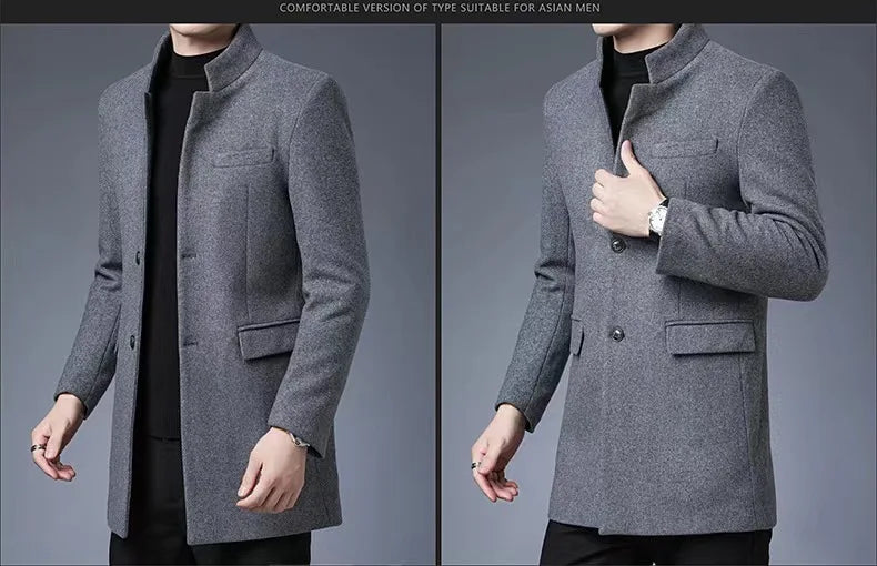 Gabardina de lana sintética para hombre, tallas M-4XL, corte ajustado, estilo urbano informal, ideal para otoño.