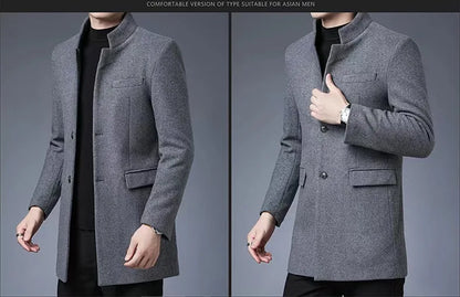 Gabardina de lana sintética para hombre, tallas M-4XL, corte ajustado, estilo urbano informal, ideal para otoño.