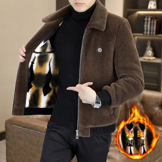 Chaqueta de algodón de invierno para hombre, nueva, resistente al frío, de alta gama, con forro polar, gruesa, informal, ajustada, con cremallera, abrigo corto de moda, tendencia