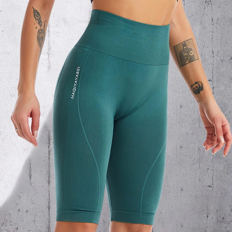 Leggings PofyBofy de cintura alta, sin costuras, elásticas, realzadoras de glúteos, ajustadas, hasta la rodilla, para fitness, yoga y deporte.