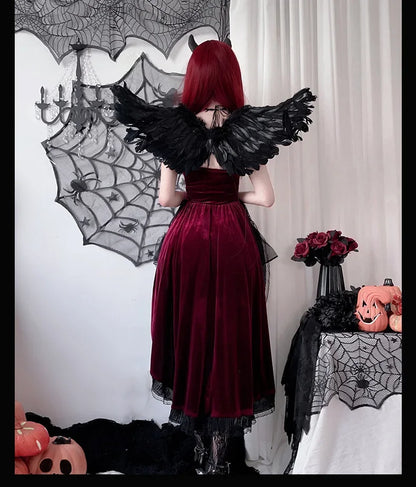 European and American Diablo Gothic Halloween Costume Ladies Dress Dovetail Witch Vampire Bride Performance Costume