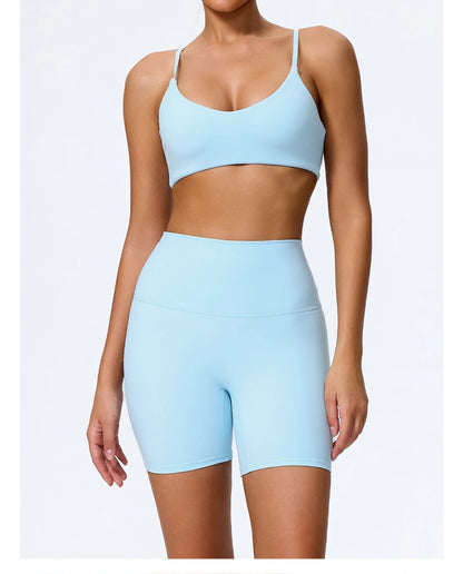 Ctenkevet - Conjunto deportivo de 2 piezas sin mangas para mujer, de verano, para gimnasio, yoga, de cintura alta, transpirable, mallas deportivas para mujer