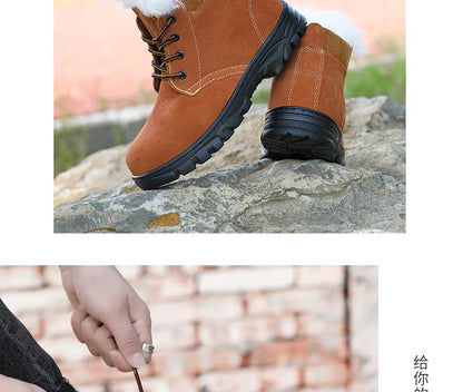 Snow Boots Men's Winter Fur Integrated Men's Shoes Fleece Thickened Warm Labor Insurance Shoes