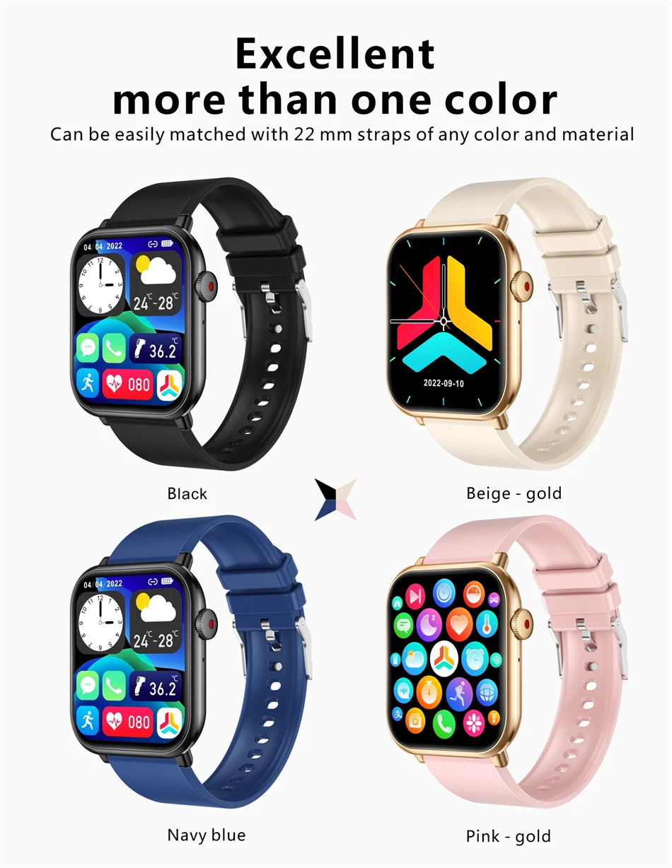 Nuevo reloj inteligente AMOLED para mujer, para hombre, con control de temperatura corporal, deportivo, fitness, resistente al agua, Bluetooth, llamadas, reloj inteligente digital para mujer.