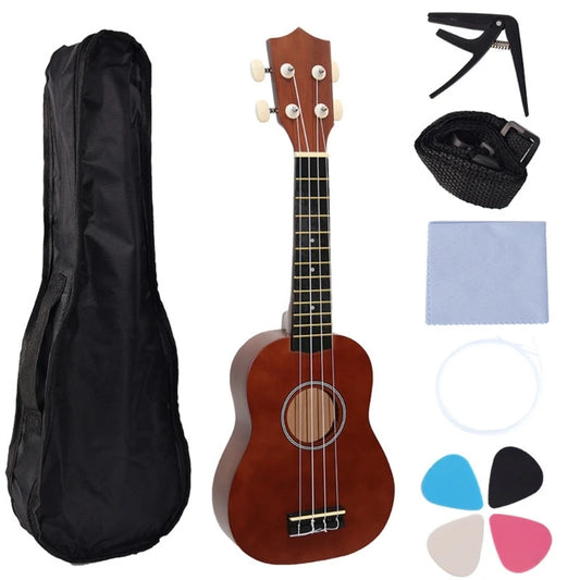 Ukelele de 21 pulgadas, instrumento musical educativo, juguete de guitarra acústica, textura para clases de música y práctica en casa.