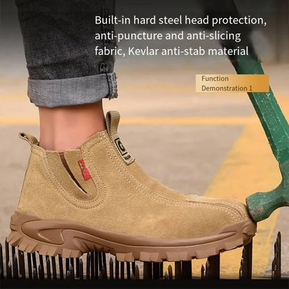 Zapatos de trabajo ligeros para hombre y mujer, cómodos, impermeables, antiaplastamiento, antipinchazos, antideslizantes, con suela resistente a la abrasión, calzado de seguridad.