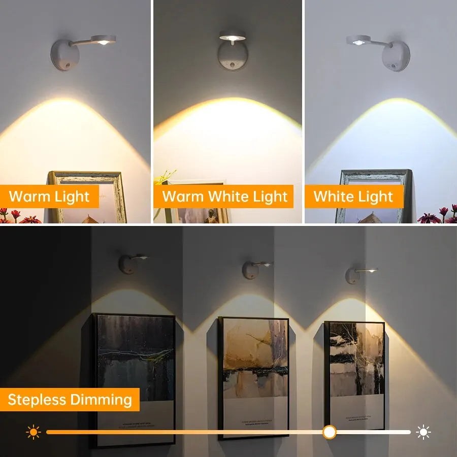 Luz nocturna con sensor de movimiento, luz inalámbrica USB LED para cocina, dormitorio, mural, sala de estar, lámpara de pared con sensor, iluminación interior LED USB