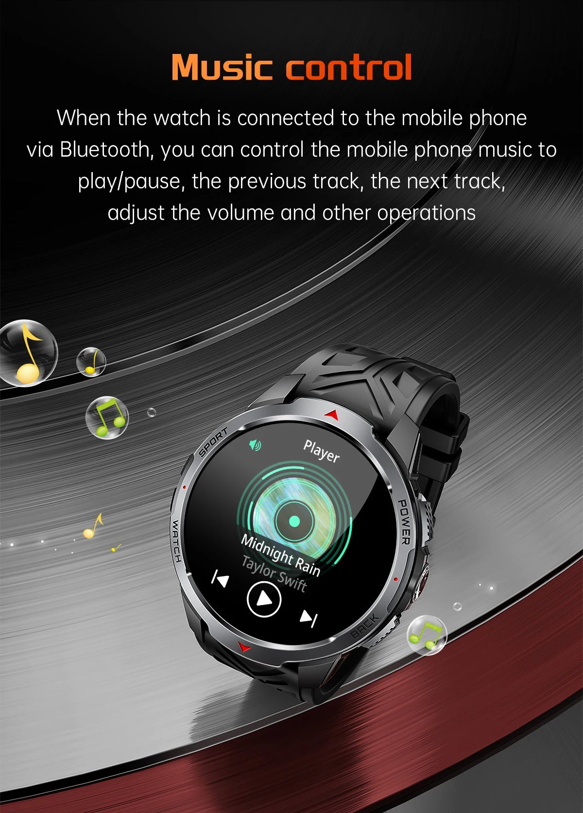 Reloj inteligente deportivo para exteriores para hombre, con batería grande de 1100 mAh, brújula, linterna LED, control del ritmo cardíaco, compatible con Android e iOS.