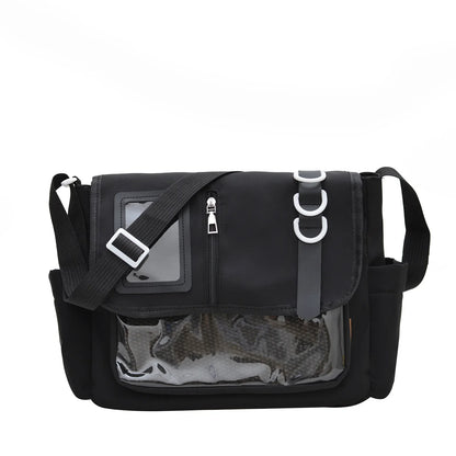 Nuevo bolso bandolera informal de nailon de estilo universitario, de gran capacidad, para estudiantes, estudiantes, estudiantes, estudiantes, estudiantes, tendencia de viaje, con un solo hombro inclinado.