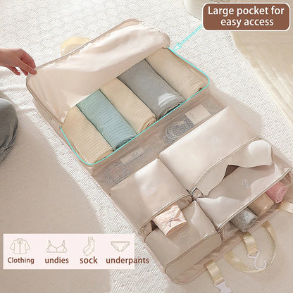 Organizador de viaje para sujetadores, ropa interior, calcetines, bolsa de almacenamiento colgante, bolsa impermeable para cosméticos y artículos de tocador, bolsa de viaje grande