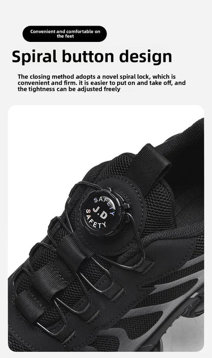 Zapatos de seguridad con puntera de acero LARNMERN para hombre y mujer, anchos, ligeros, cómodos, tipo tenis, de trabajo, coloridos.